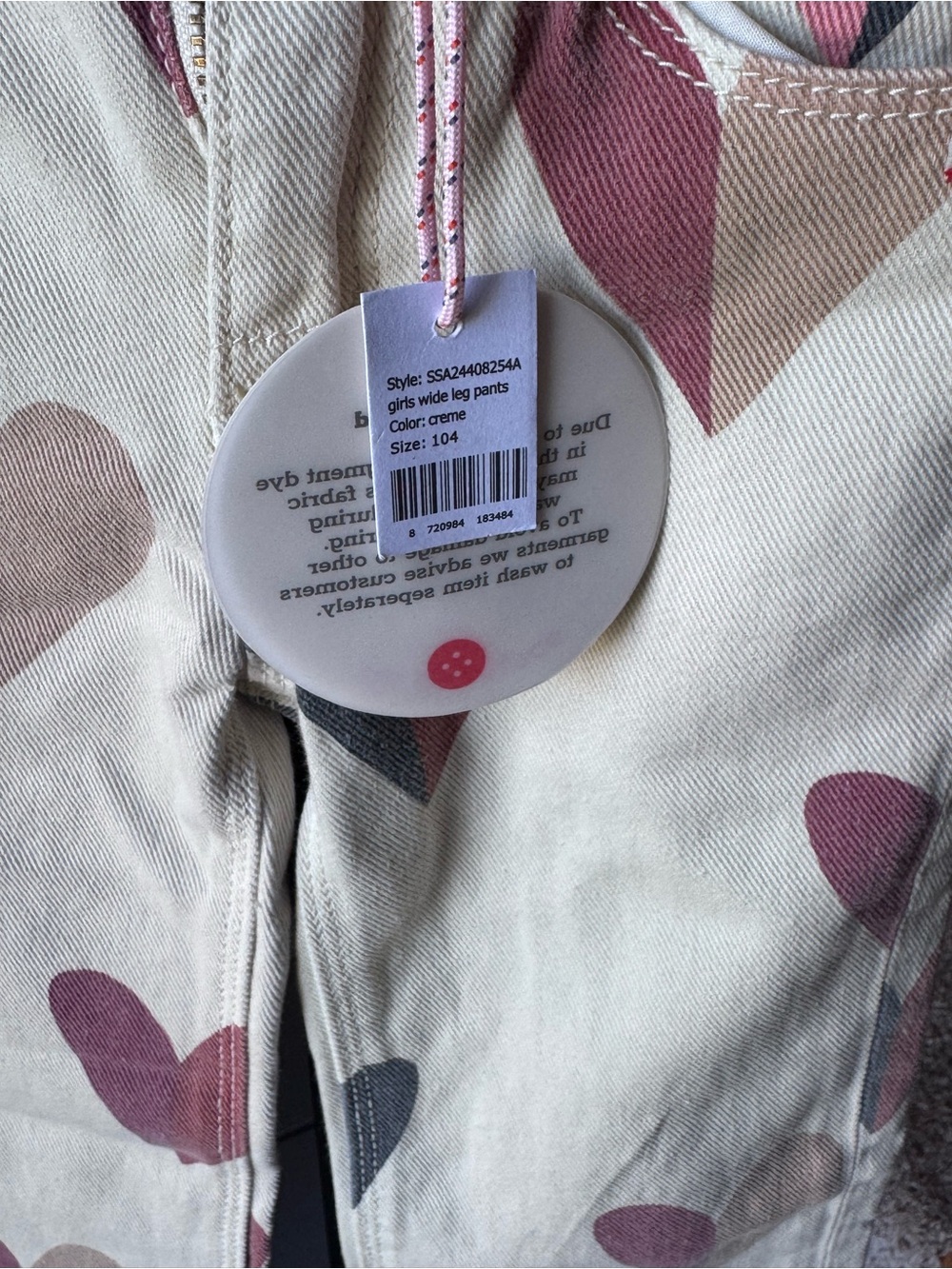 NWT Girls’ Stains & Stories Heart Print Denim Pants - Sz. 104 (4) - Picture 6 of 11